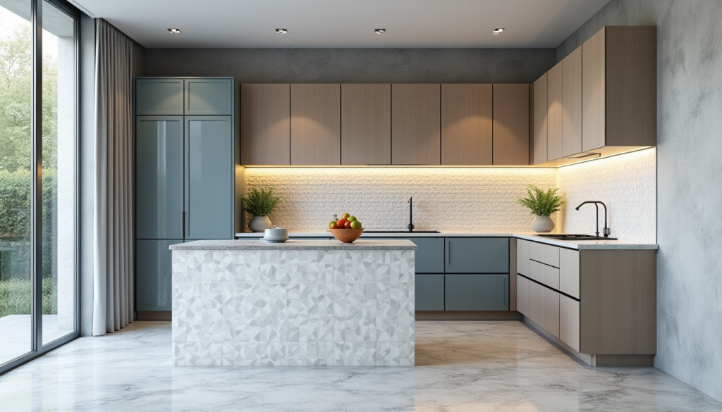 Cocina moderna y luminosa con diseños de azulejos creativos